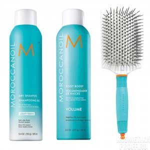 Moroccanoil Set - Набор осенний стайлинг сет №1 (щетка лопатка, спрей для прикорневого объема 250 мл, сухой шампунь для светлых волос 205 мл)