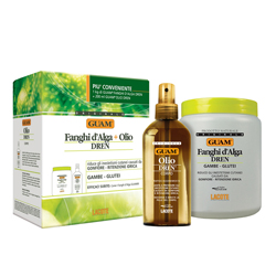 Guam Dren - Набор для обертывания: Маска против отёков + Масло против отёков массажное 1000 г + 200 мл