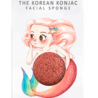 The Konjac Sponge Mermaid Red Clay - Спонж для умывания лица с крючком в комплекте с красной глиной (для зрелой кожи)