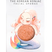 The Konjac Sponge Mermaid Pink Clay - Спонж для умывания лица с крючком в комплекте с розовой глиной (для чувствительной кожи)