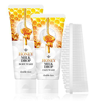 Double Dare OMG Honey Milk Drop + I.M. Buddy - Набор очищающее молочко для лица и тела + массажная силиконовая щетка белая