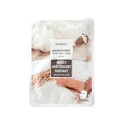 Deoproce Color Synergy Effect Sheet Mask White - Маска тканевая на основе масла ши и рисовой воды 20 г
