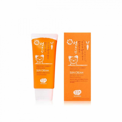 Whamisa Organic Carrot Baby and Kids Sun Cream SPF 50+ / PA++++ - Детский солнцезащитный крем на основе ферментов моркови 60 мл