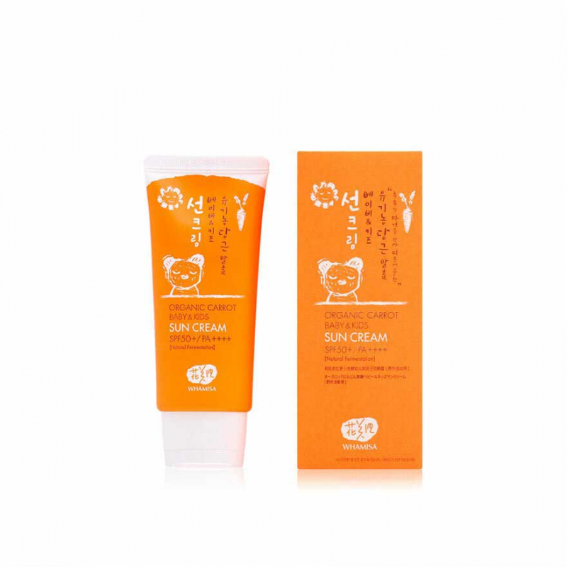 Whamisa Organic Carrot Baby and Kids Sun Cream SPF 50+ / PA++++ - Детский солнцезащитный крем на основе ферментов моркови 60 мл