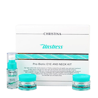 Christina Unstress Pro-Biotic Eye and Neck Kit - Набор антистресс-препаратов для кожи век и шеи 3*30 мл