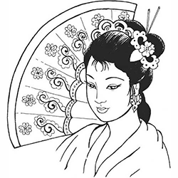 Temptu Pro Transfer Asian Geisha Fan - Трансферная татуировка 