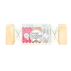 Invisibobble Slim The Wonderfuls Trio Cracker - Резинка-браслет для волос (розовый, золотой, прозрачный)