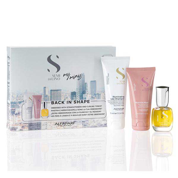 Alfaparf My Minis Back In Shape - Набор для волос (шампунь для нормальных волос, придающий блеск 75 мл, маска для сухих волос 50 мл, масло против секущихся волос, придающее блеск 15 мл)