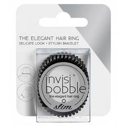 Invisibobble Slim True Black - Резинка-браслет для волос с подвесом (черный) 3 шт