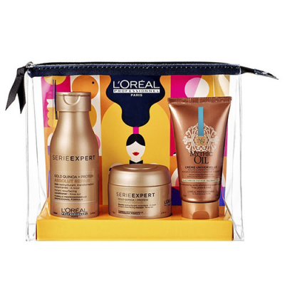 L'Oreal Professionnel Summer Travel Set Absolut Repair Gold - Набор для восстановления волос (шампунь 100 мл, маска 75 мл, универсальный крем 50 мл)