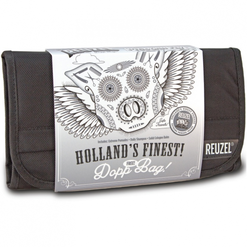 Reuzel PigsCanFly Bag Extreme 20 - Набор для волос (помада 113 г + 35 г, шампунь 100 мл, твердый одеколон 35 г, косметичка)