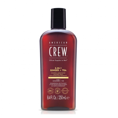 American Crew Energizing Ginger+Tea 3 in 1 – Средство 3 в 1 имбирь и чай (шампунь + кондиционер + гель для душа) 250 мл