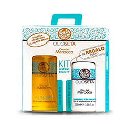 Barex Olioseta Oro De Marocco - Подарочный набор в бирюзовой косметичке (шампунь 250 мл + масло-уход 30мл)
