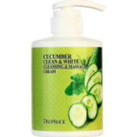 Deoproce Clean & White Cleansing & Massage Cream Cucumber - Крем для тела массажный очищающий с экстрактом огурца 450 мл