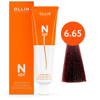 Ollin Professional N-Joy - Перманентная крем-краска для волос 6/65 темно-русый красно-махагоновый 100 мл