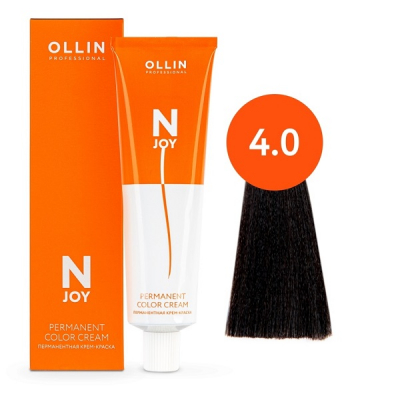 Ollin Professional N-Joy - Перманентная крем-краска для волос 4/0 шатен 100 мл