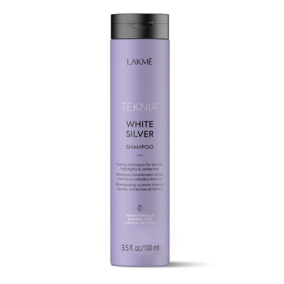 Lakme Teknia White Silver Shampoo - Тонирующий шампунь для нейтрализации желтого оттенка волос 100 мл