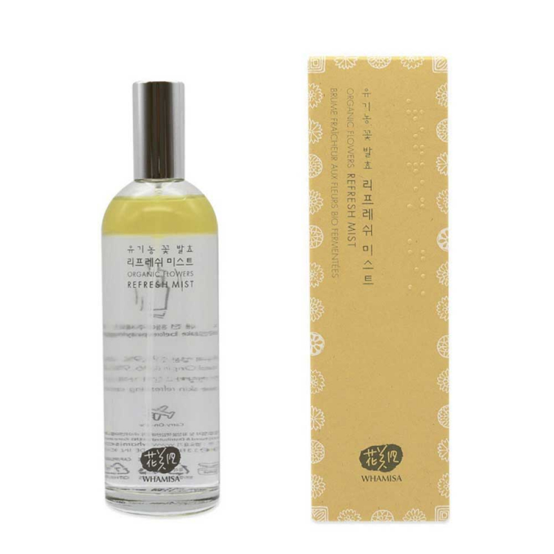 Whamisa Organic Flowers Refresh Mist - Спрей для лица на основе цветочных ферментов (освежающий) 100 мл