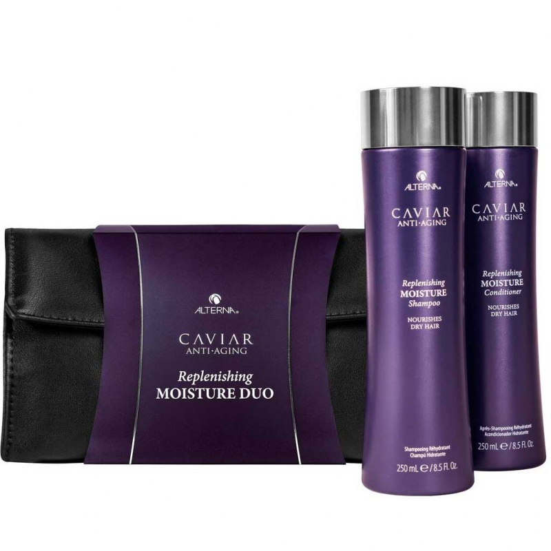 Alterna Caviar Replenishing Moisture Holiday Duo - Набор "комплексная биоревитализация" (шампунь 250 мл, кондиционер 250 мл, косметичка-клатч)