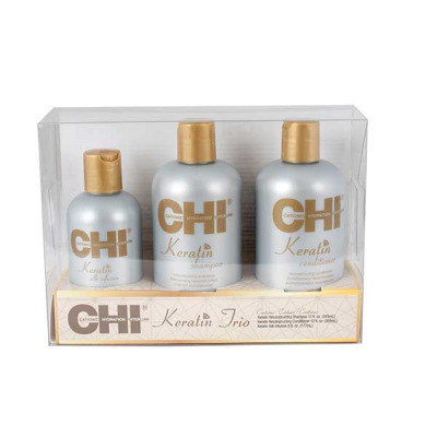 CHI Keratin Trio - Набор для домашнего ухода (шампунь 355 мл, кондиционер 355 мл, жидкий шелк 177 мл)
