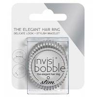 Invisibobble Slim Chrome Sweet Chrome - Резинка-браслет для волос с подвесом (мерцающий серебряный) 3 шт