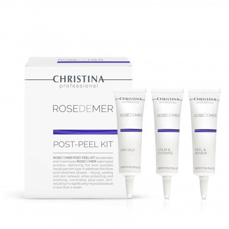 Christina Rose de Mer Post Peel Kit - Набор для постпилингового ухода  (подсушивающая сыворотка 15 мл, успокаивающая и увлажняющая сыворотка 15 мл, отшелушивающая и обновляющая крем-маска 15 мл)