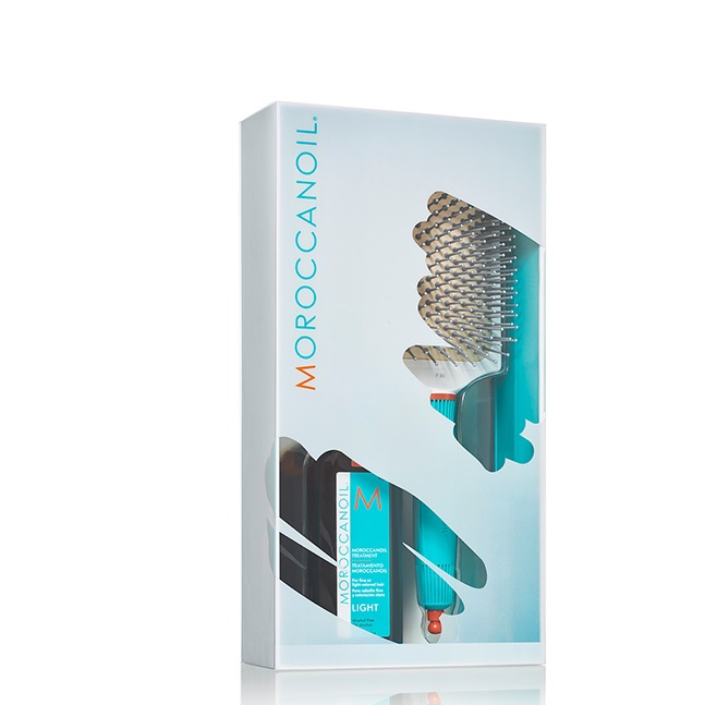 Moroccanoil Set - Набор для укладки и стайлинга "лайт" 2020 (масло лайт 100 мл + щетка лопатка)