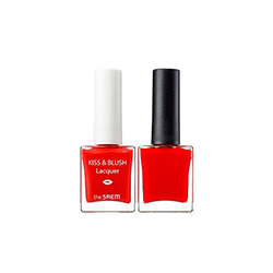 The Saem Lip Kiss and Blush Lacquer and Kissholic Nails - Набор (лак для ногтей,блеск для губ,румяна) тон OR 01 9,5 г + 9,5 г