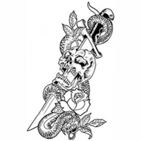 Temptu Pro Transfer Biker Skull Dagger - Трансферная татуировка 