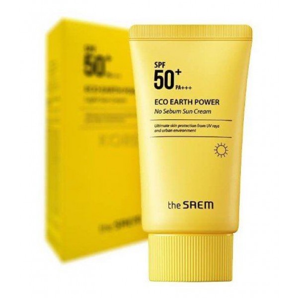 The Saem Eco Earth Power No Sebum Sun Cream SPF50 - Крем солнцезащитный для жирной кожи лица 50 г