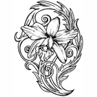Temptu Pro Transfer Girly Orchid With Vines - Трансферная татуировка 