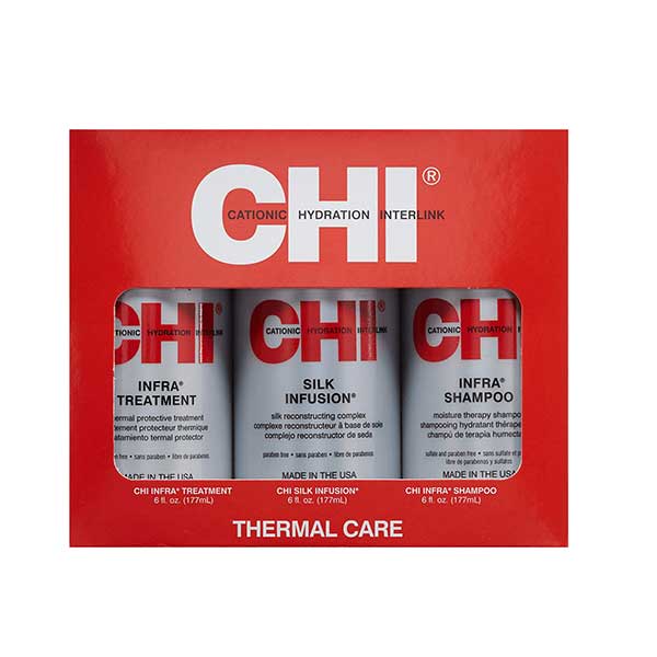 CHI Infra Trio - Набор для домашнего ухода (шампунь 177 мл, кондиционер 177 мл, шелковая инфузия 177 мл)
