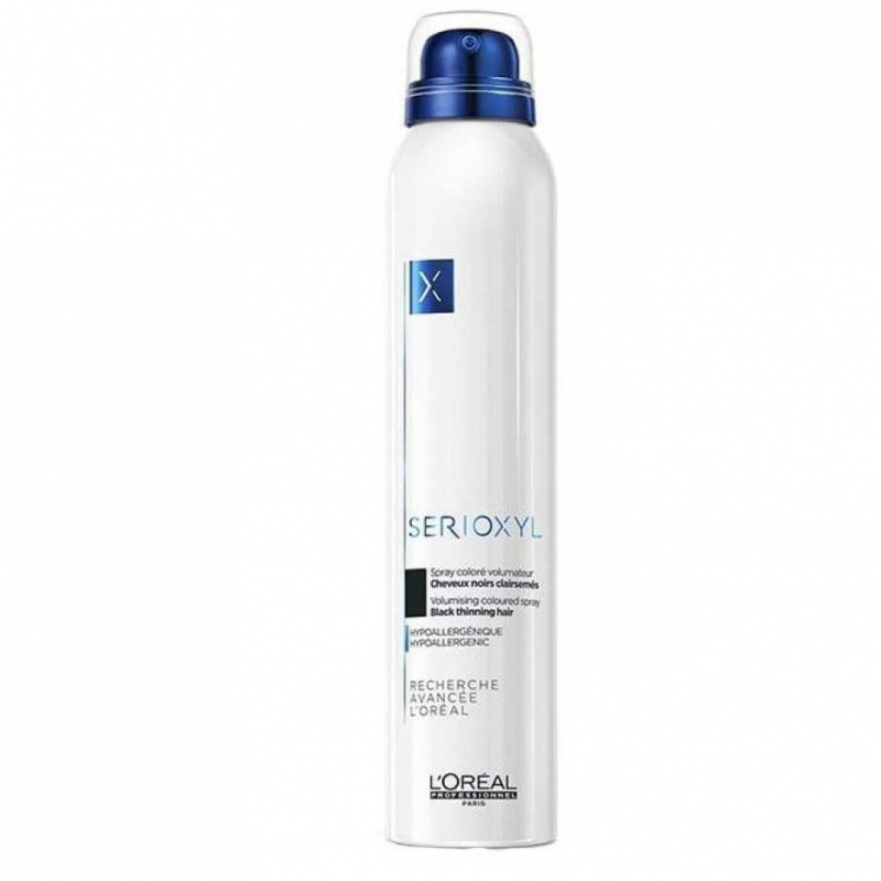 Loreal Professionnel Serioxyl Spray - Спрей-камуфляж для волос (черный) 200 мл