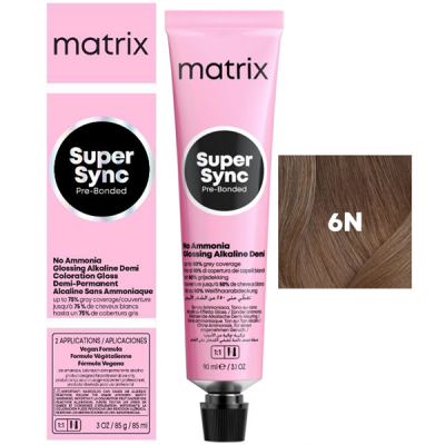 Matrix Super Sync Pre-Bonded 6N - Краситель для волос безаммиачный тёмный блондин 90 мл