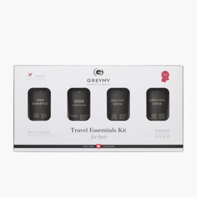 Greymy Travel Essentials Kit - Дорожный набор для ухода за волосами (шампунь 50 мл + кондиционер 50 мл + маска совершенствующая 50 мл + маска бриллиантовая 50 мл)