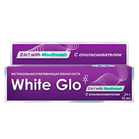 White Glo - Зубная паста отбеливающая 2 в 1 c ополаскивателем для полости рта 24 г 