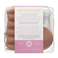 The Konjac Sponge Travel/Gift Sponge Bag Duo Pack With Pink Clay - Дорожный набор спонжей в косметичке-сеточке