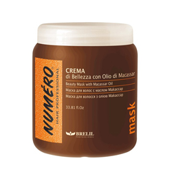 Brelil Numero Beauty Mask With Macassar Oil - Маска для красоты волос с макассаровым маслом и кератином 1000ml