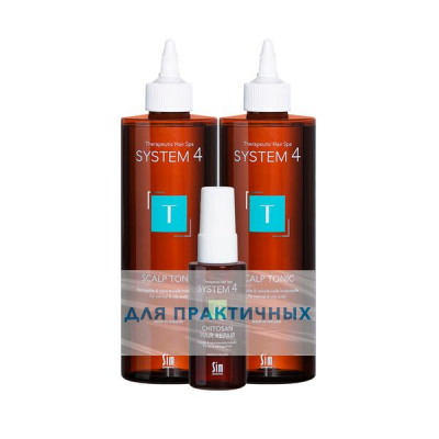 Sim System 4 - Набор для роста и восстановления волос (терапевтический тоник 500 мл х 2 шт + лосьон-спрей 50 мл)