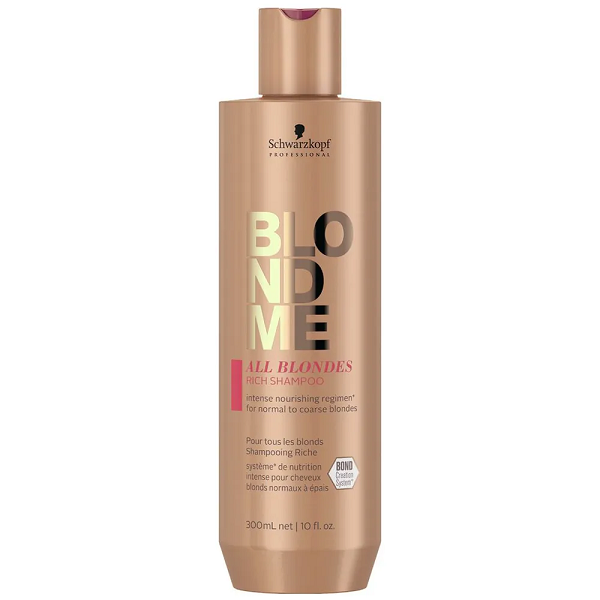 Schwarzkopf BlondMe All Blondes Rich Shampoo - Обогащенный шампунь для всех оттенков блонд с комплексом протеинов кашемира 300 мл