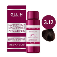 Ollin Professional Megapolis - Безаммиачный масляный краситель 3/12 темный шатен пепельно-фиолетовый 50 мл