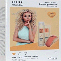 Kaaral Purify Reale - Набор для волос ( шампунь 300 мл + кондиционер 250 мл + щетка для волос ) 