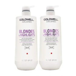 Goldwell Dualsenses Blondes and Highlights Anti-Yellow Set - Набор для светлых и мелированных волос (кондиционер 1000мл; шампунь 1000мл)
