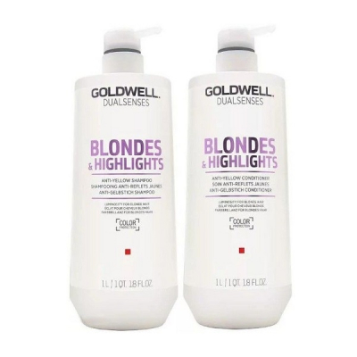 Goldwell Dualsenses Blondes and Highlights Anti-Yellow Set - Набор для светлых и мелированных волос (кондиционер 1000мл; шампунь 1000мл)