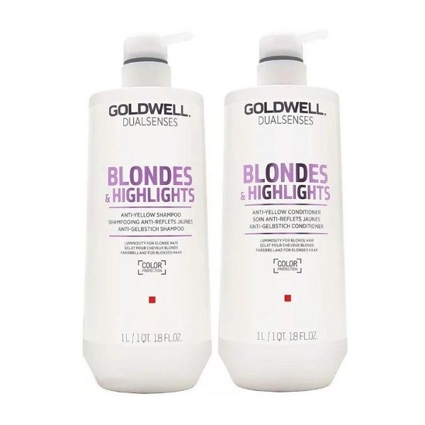 Goldwell Dualsenses Blondes and Highlights Anti-Yellow Set - Набор для светлых и мелированных волос (кондиционер 1000мл; шампунь 1000мл)
