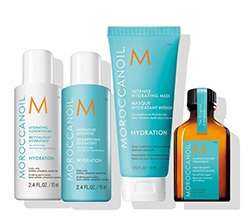 Moroccanoil Destination Hydrating Travel Kit - Дорожный набор увлажнение 240 мл( шампунь увлажняющий 70 мл; увлажняющий кондиционер 70 мл; интенсивно увлажняющая маска 75 мл; восстанавливающее масло 25 мл)