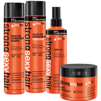 Sexy Hair Strong Color Safe Strengthening Shampoo+Color Safe Strengthening Conditioner+Spray and Play Hairspray - Набор (шампунь для прочности волос 300 мл+ кондиционер для прочности волос 300 мл+ спрей для создания объема 50 мл)