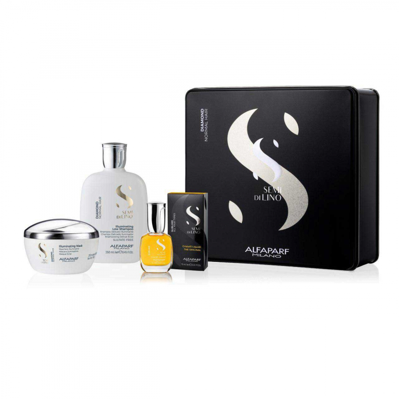 Alfaparf Semi Di Lino Diamond - Подарочный набор для всех типов волос (шампунь 250 мл, маска 200 мл, масло 15 мл)