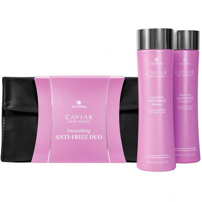 Alterna Caviar Smoothing Anti-Frizz Holiday Duo - Набор "контроль и гладкость" (шампунь 250 мл, кондиционер 250 мл, косметичка-клатч)