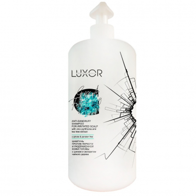 Elea Luxor Professional Sulfate and Paraben Free Anti-Dandruff Shampoo - Шампунь против перхоти и раздраженной кожи головы с цинком и экстрактом чайного дерева 1000 мл